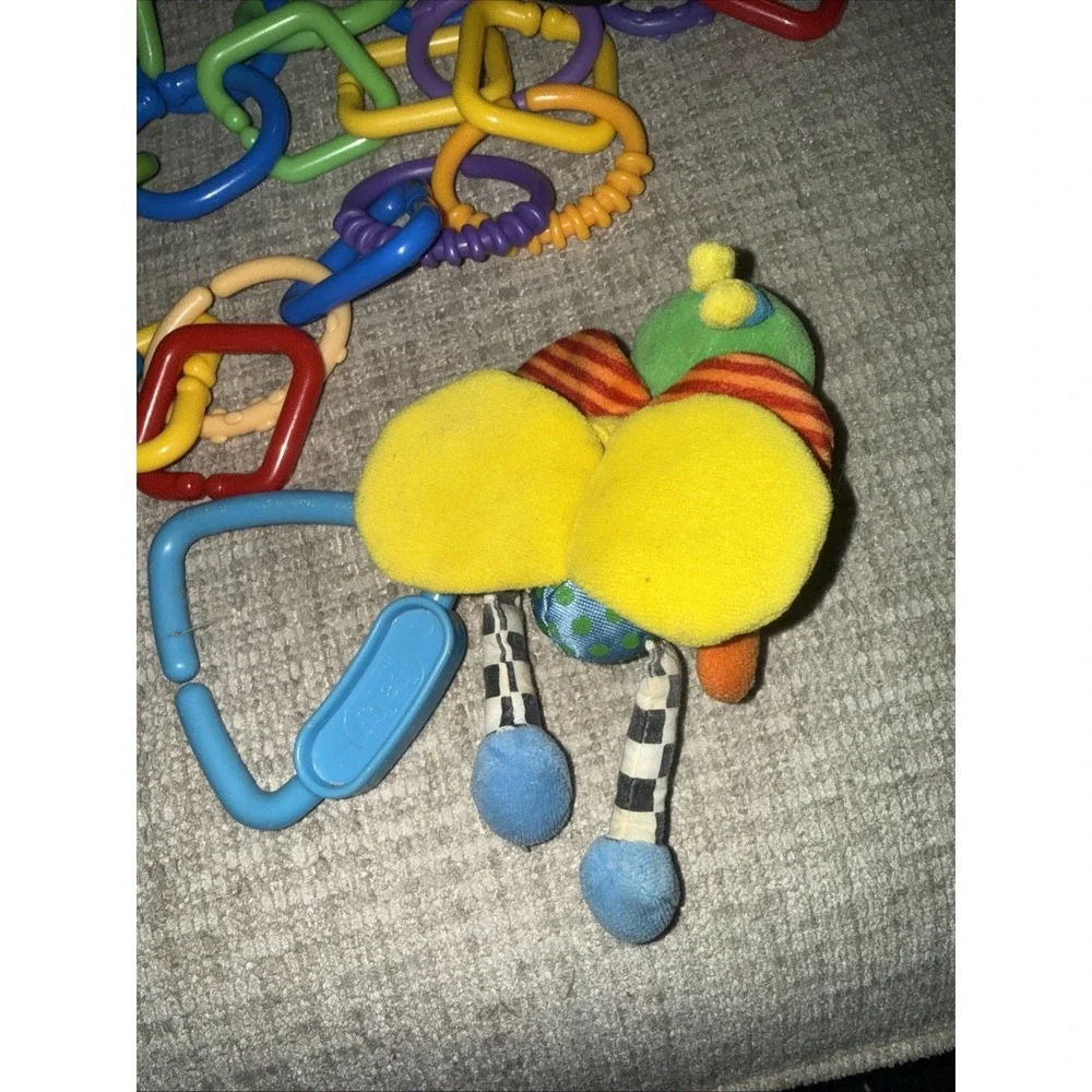 Vintage Kids II Plush Rattler Baby Connection Butterfly Bright Colors Chain Link